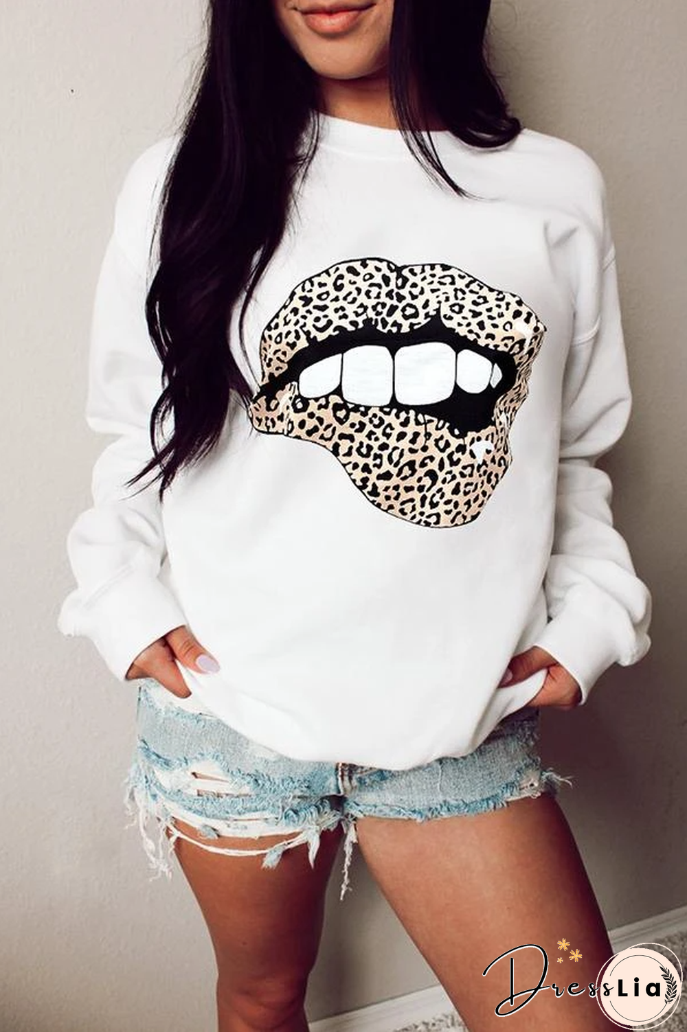 Printed Long Sleeve Loose Sweatshirt