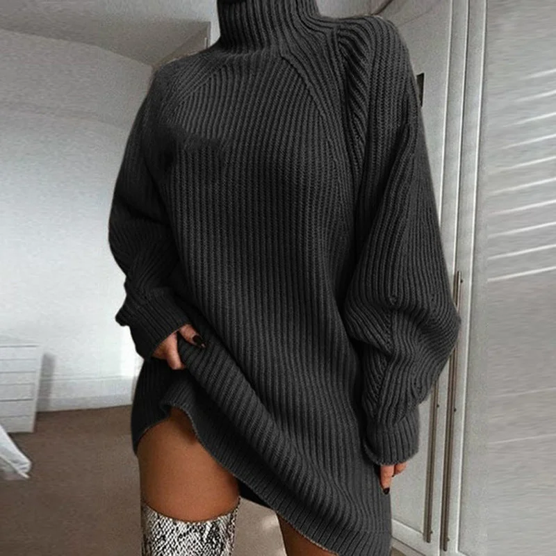 Women's Turtleneck Long Hooded Sweater