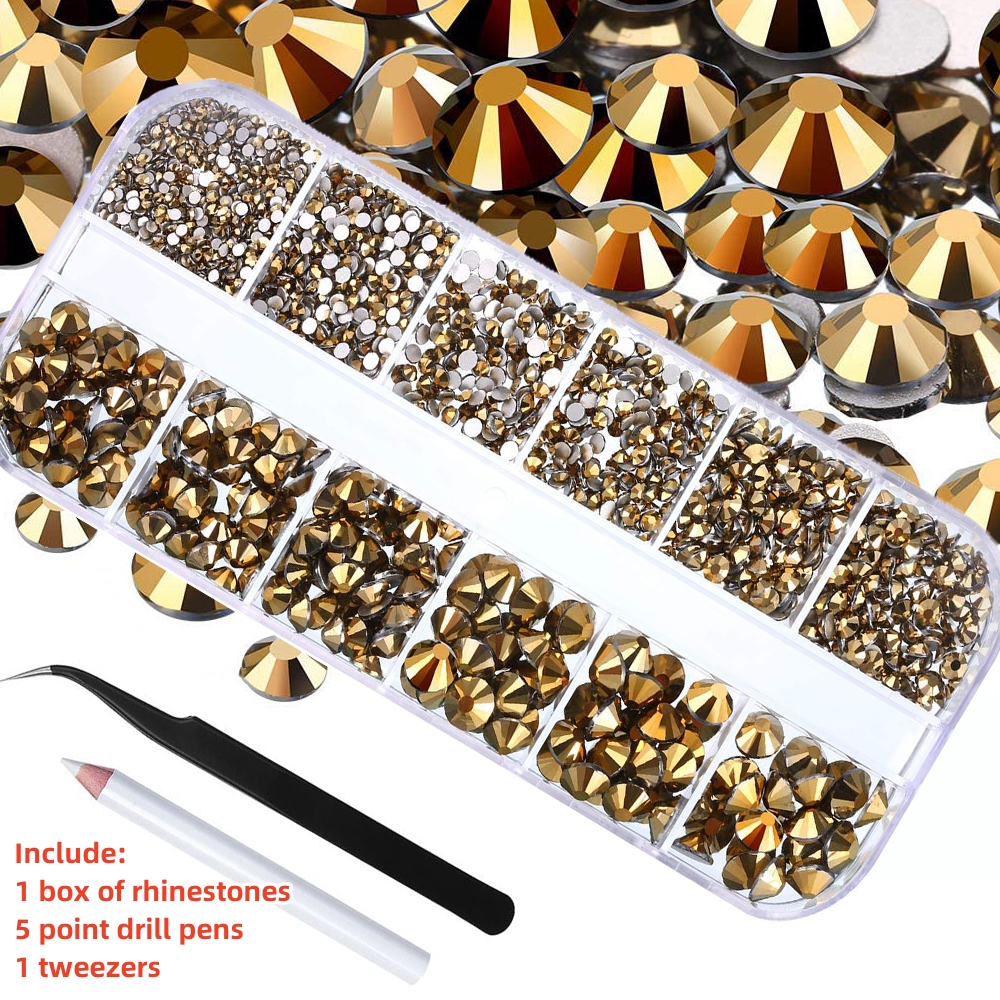 Multi-Size Nail Rhinestones Kit 3D Crystal AB DIY Nail Art Decors Diamond Gems Glitter Manicure Point Drill Pen Tweezers Tools #