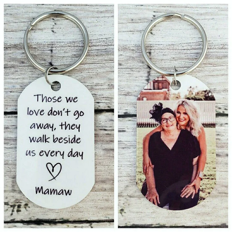 Personalized Photo Keychain Memorial Gift "Those We Love Don't Go Away"