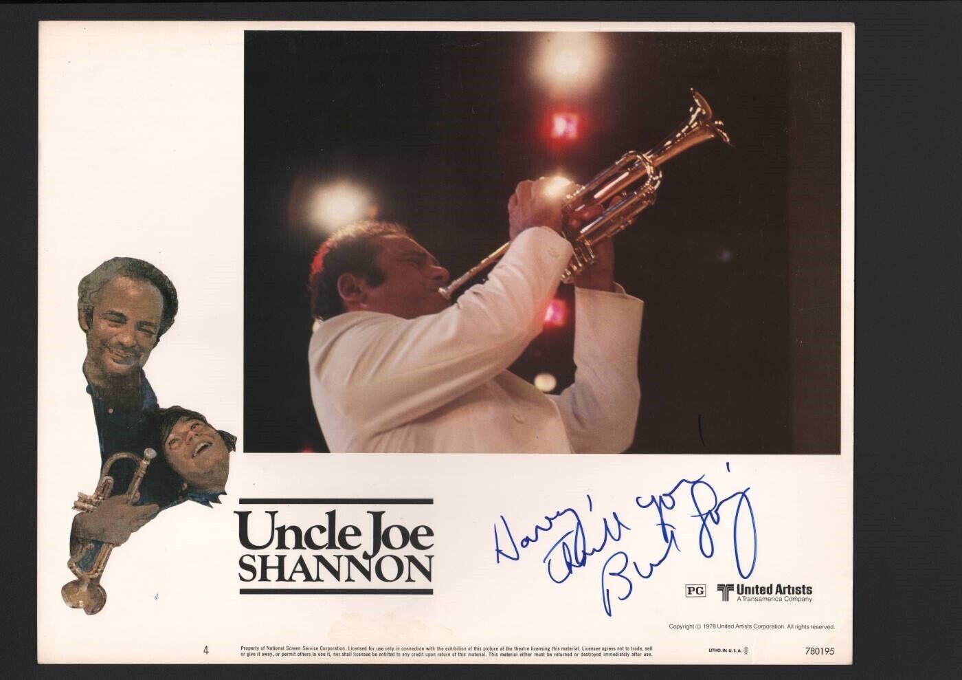 Burt Young - Signed Autograph Lobby Card - Uncle Joe Shannon