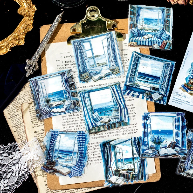 PET 스티커 - 창가 이야기 모음 시리즈 빈티지 꽃 조경 콜라주