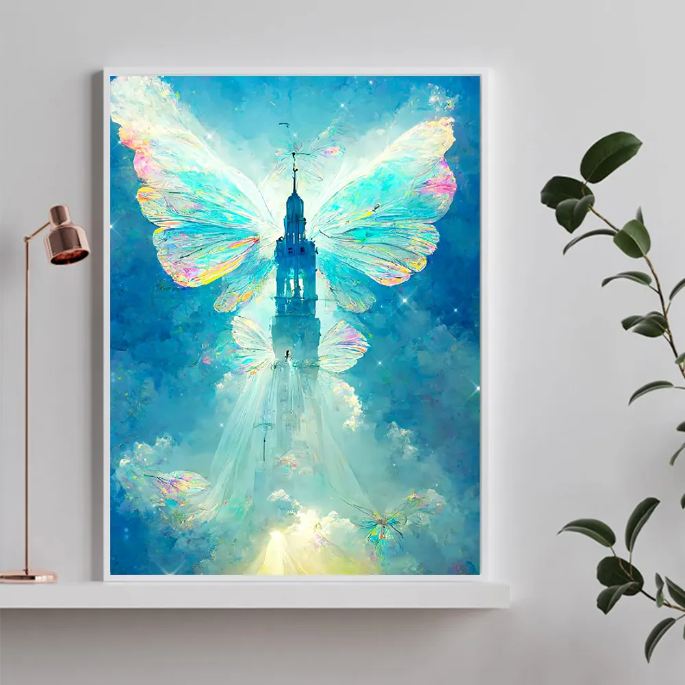 Full Round Diamond Painting 30*40cm - Butterfly Crystal Castle