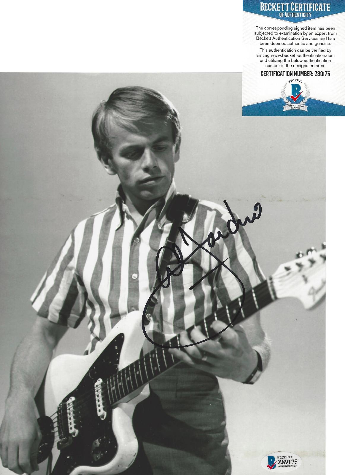 AL JARDINE - THE BEACH BOYS ROCK GUITARIST - SIGNED 8x10 Photo Poster painting D BECKETT COA BAS