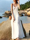 Solid Condole Belt V-neck Backless Maxi Dress