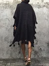 Irregular Clipping Tasseled High-Neck Cover-Ups Tops