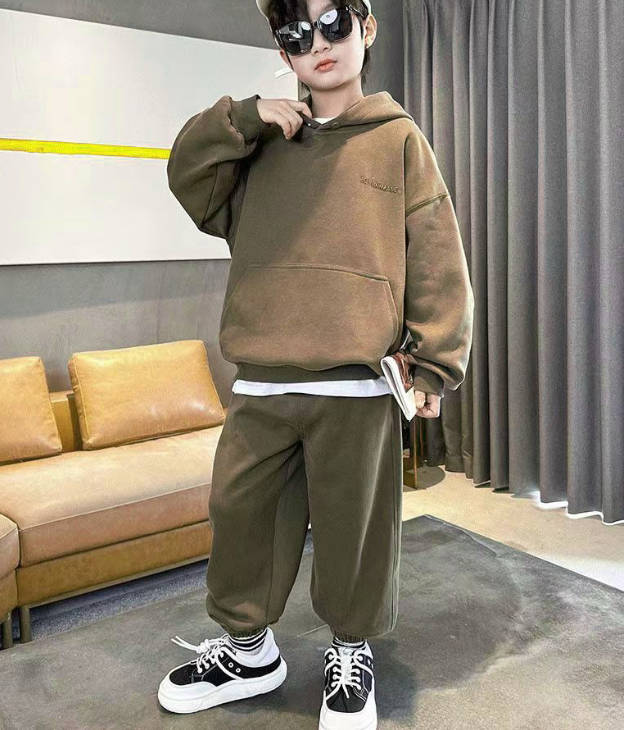 フード付き ファッション アルファベット パーカー+パンツ ２点セットアップ