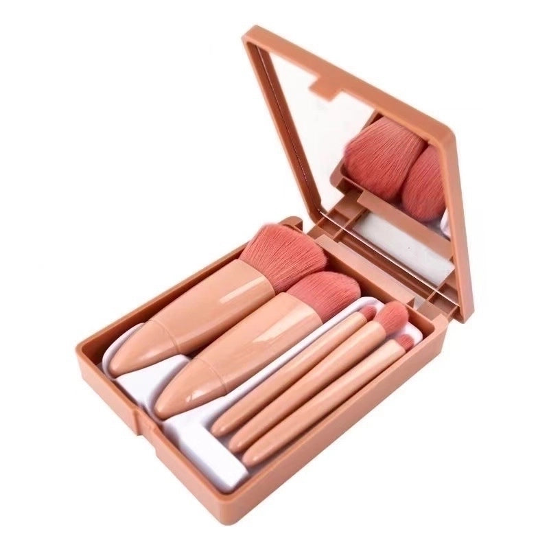 Minimalist Pink Artificial Fiber Makeup Brushes 1 Set