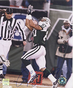 LAVERANUES COLES NEW YORK JETS ACTION SIGNED 8x10