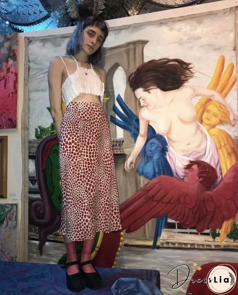 Retro Elastic Band High Waisted Leopard Print Satin Midi Skirt