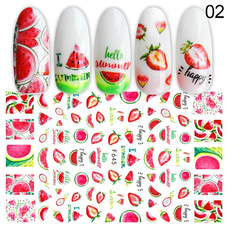 Spring 3D Embossed Floral Nail Sticker Adhesive Plants Leaves Flowers Fruit Transfer Sticker Decals Nail Art Decoration-Nail Inspo