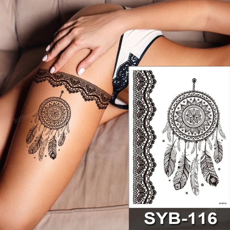 Sdrawing Temporary Tattoo Sticker Henna Mehndi Totem Flash Tatto Butterfly Flower Hand Fingers Body Art Arm Fake Tatoo Women