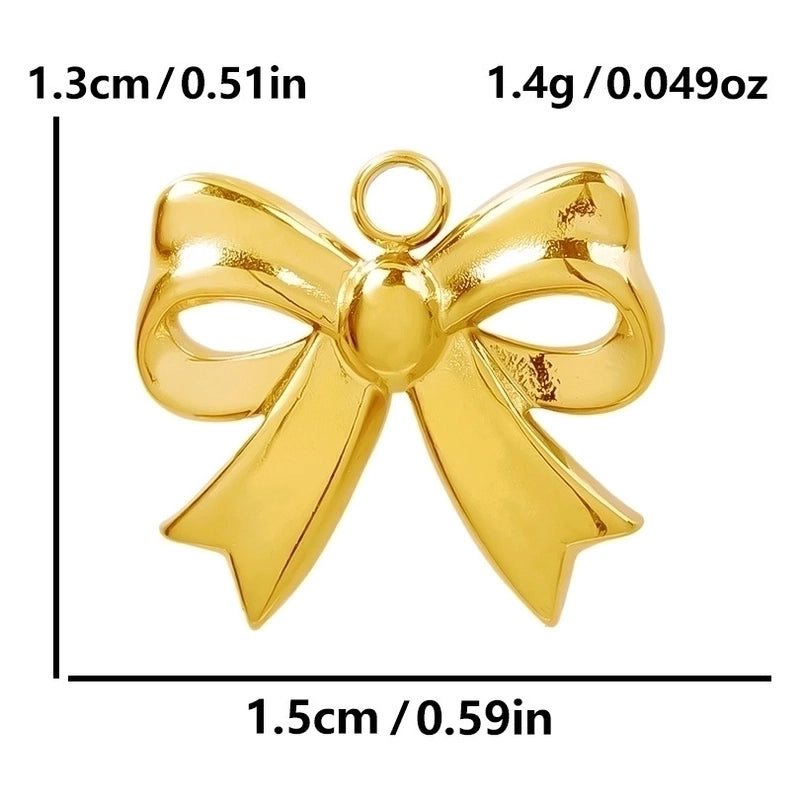 5 Pieces 28*20mm 28*42mm 33*29mm 304 Stainless Steel 18K Gold Plated Bow Knot Polished Pendant