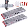 [US Local Warehouse] 2PCS 7.3ft Aluminum Motorcycle Ramp for Pickup Trucks ATVs Lawn Mowers Folding Dirt Bike Loading Ramp with Load Straps Truck Ramps