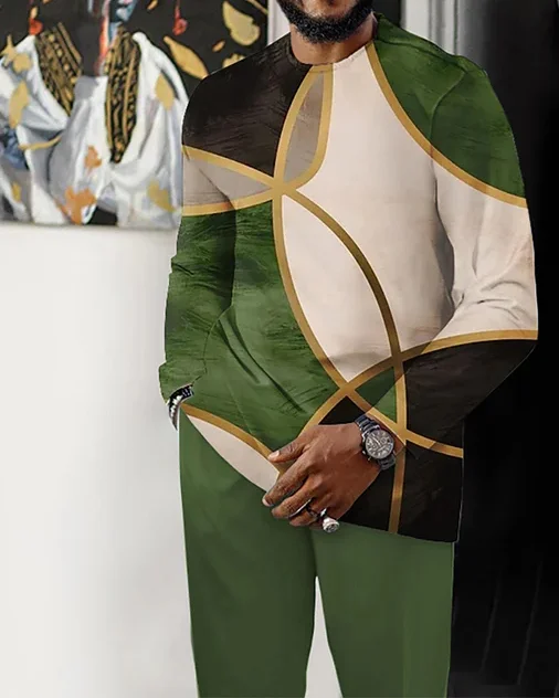Men's Casual Color Blocking Long Sleeve Walking Suit-186