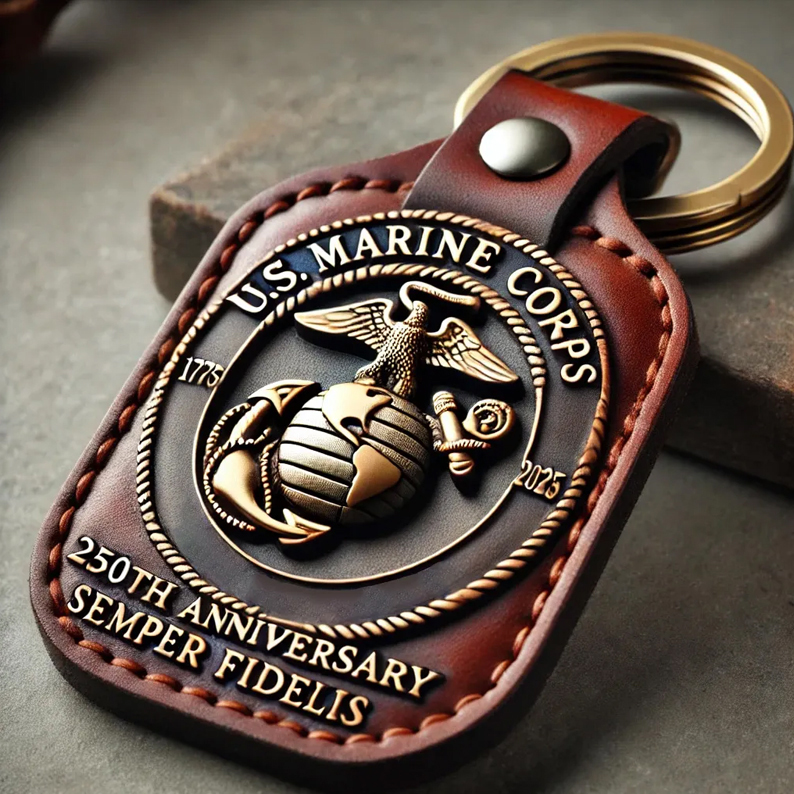 250th Anniversary Military Commemorative Leather Keychain