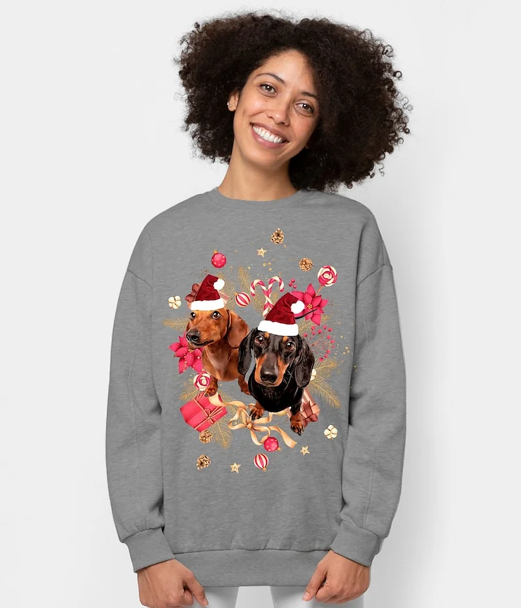 Personalised Christmas Dog Hoodie Custom Pet Portrait Sweatshirt Christmas Gift