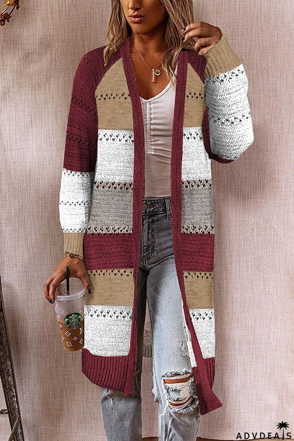 Colorblock Long Sleeve Cardigan