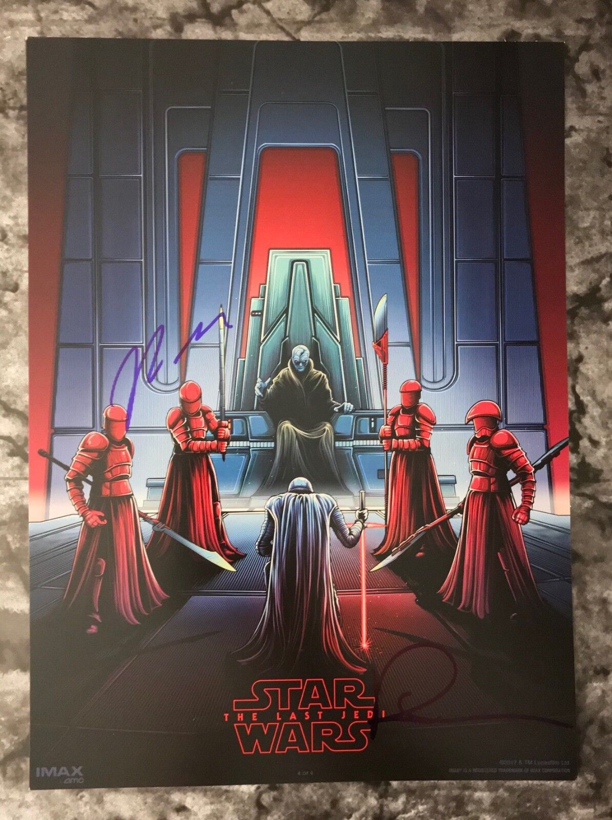 GFA Star Wars the Last Jedi * RIAN JOHNSON & RAM * Signed 9.5x13 Poster MH1 COA