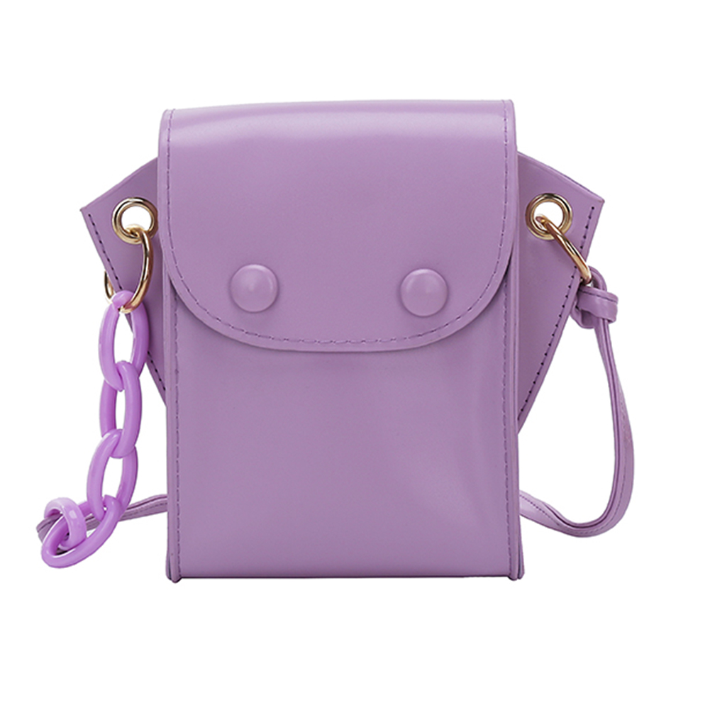 

Simple Women PU Crossbody Bag Solid Chain Shoulder Phone Pouch -Purple, 501 Original