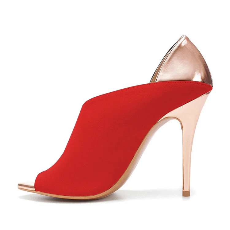 Red Suede Stilettos - Open Toe Dressy Pumps for Office & Events Vdcoo