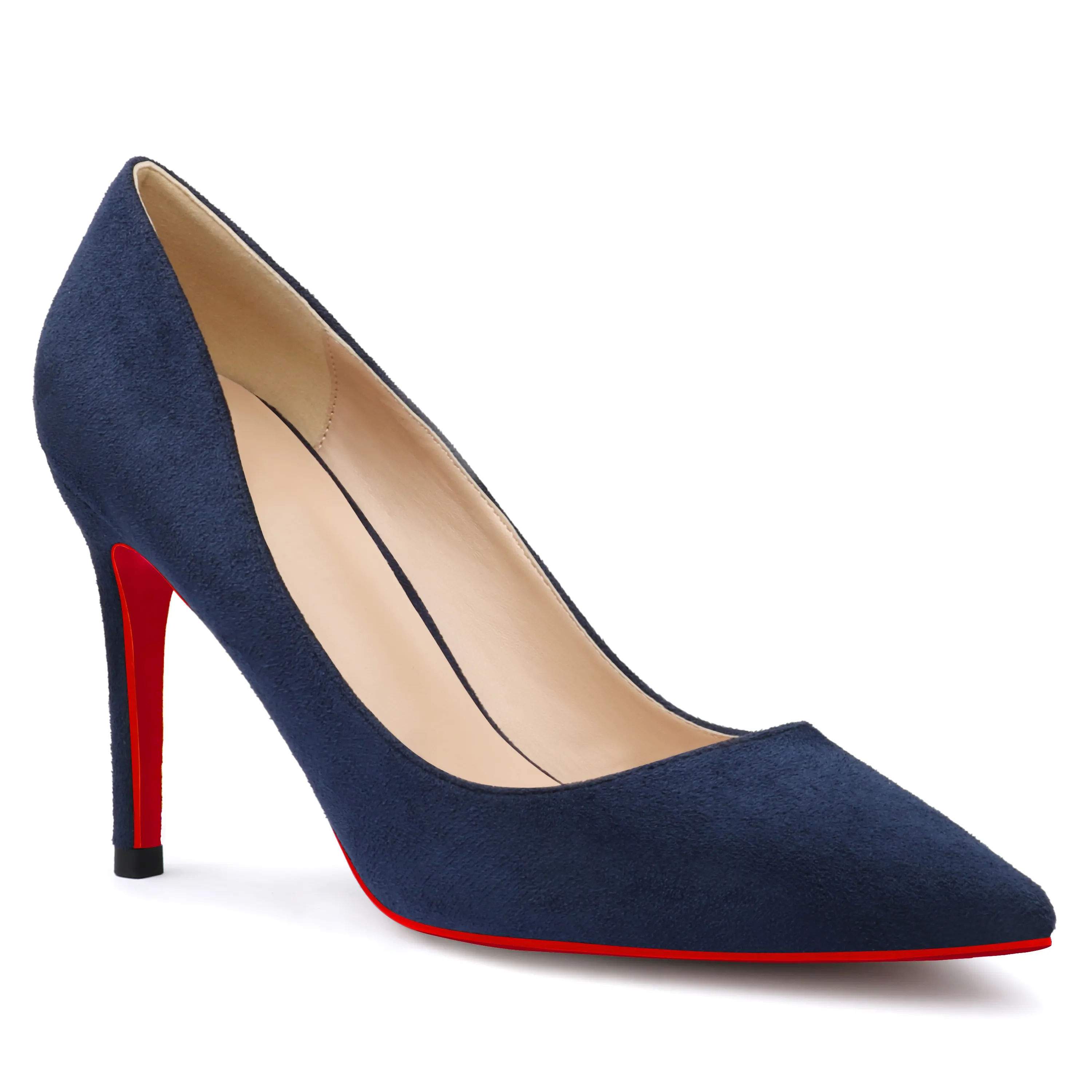 90mm Middle Heels Pointy Toe Red Soles Pumps-vocosishoes