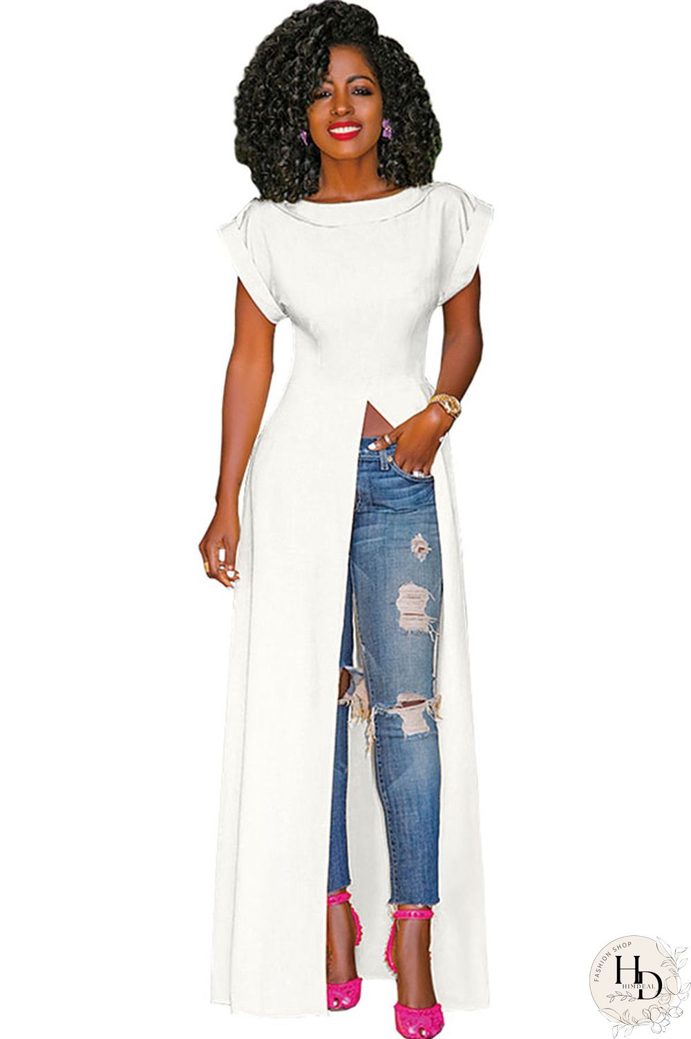 White Polyester Fashion Sexy Cap Sleeve Short Sleeves O neck A-Line Ankle-Length hollow out Patchwork chai