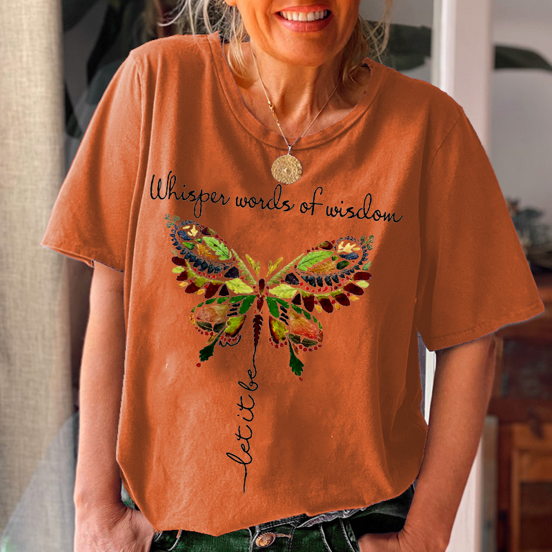 (Run Small)Whisper Words Of Wisdom Butterfly Printed Graphic Tees