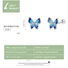 Blue Enamel Butterfly Earrings  925 Sterling Silver 