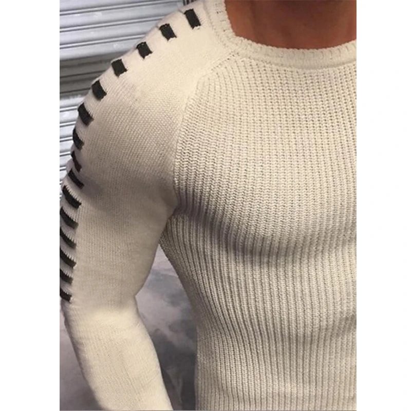 Men's Slim Long Sleeve Round Neck Knitted Top - VSMEE