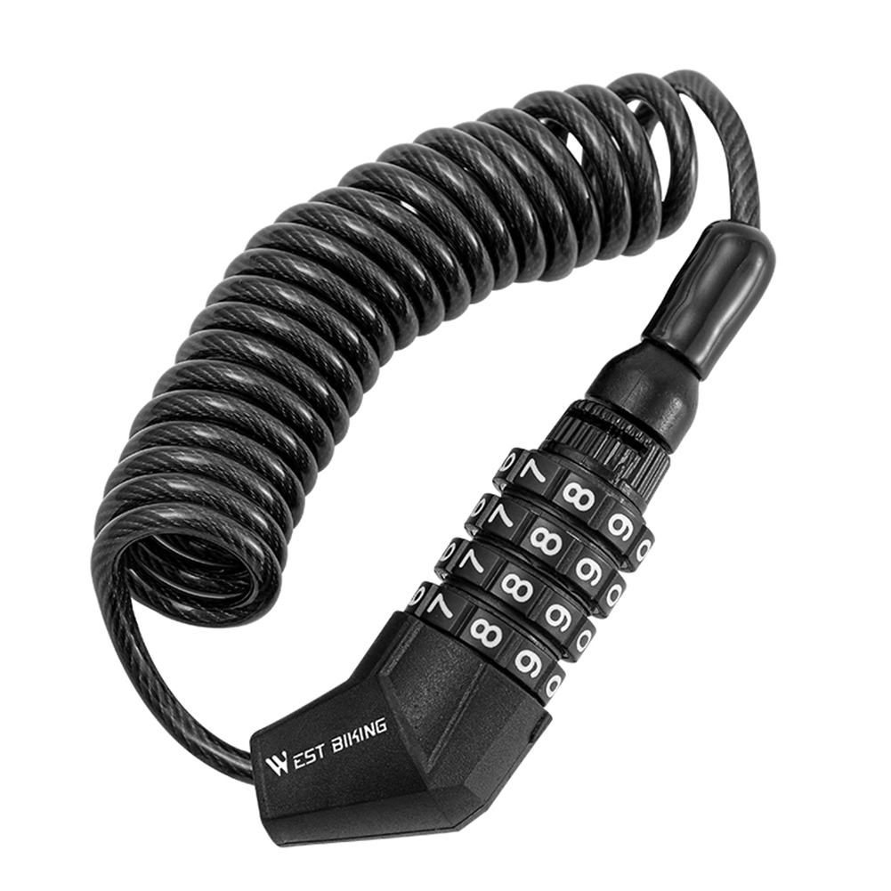 

WEST BIKING Bike Helmet Lock MTB Coil Steel Cable Anti-Theft Password Locks, 501 Original