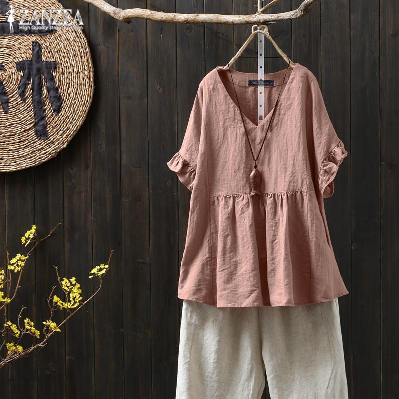 Summer Women Butterfly Sleeve Loose V-neck T-shirt