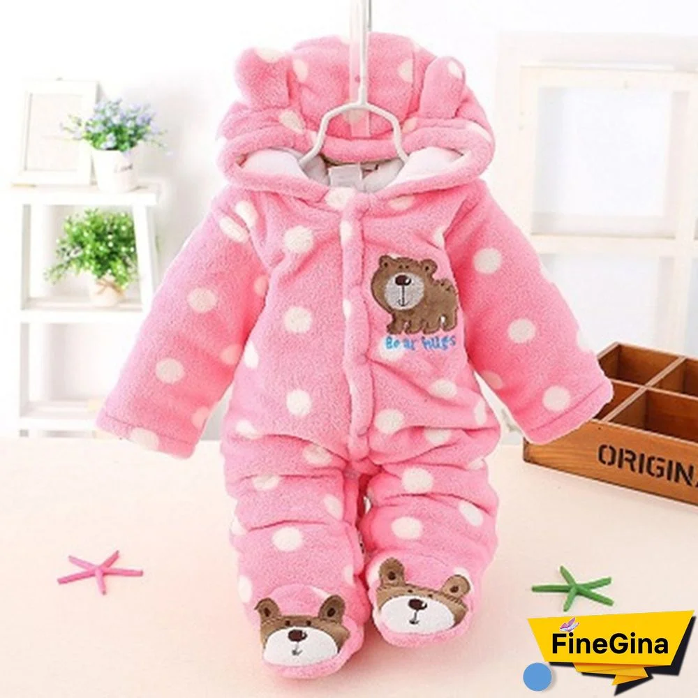 Newborn Baby Romper Coral Fleece Winter Rompers Cartoon Infant Clothes Snowsuit Babies Jumpsuits