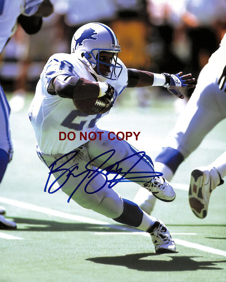 Barry Sanders - Autographed Signed 8x10 Photo Poster painting (Lions - NFL-HOF) Reprint