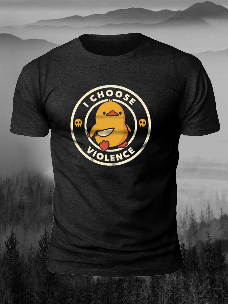 Men I Choose Violent Funny Duck Short-Sleeved Shirt