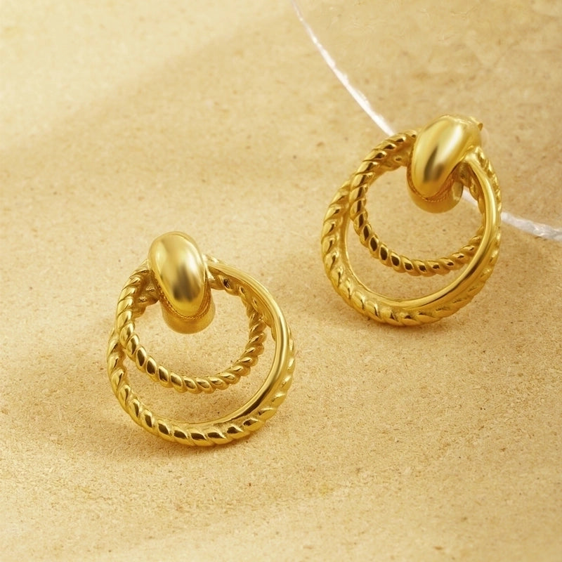 1 Piece Minimalist Classic Style Circle Plating 304 Stainless Steel 18K Gold Plated Ear Studs