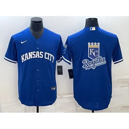 Men's Kansas City Royals Royal Team Big Logo Cool Base Stitched Jersey
