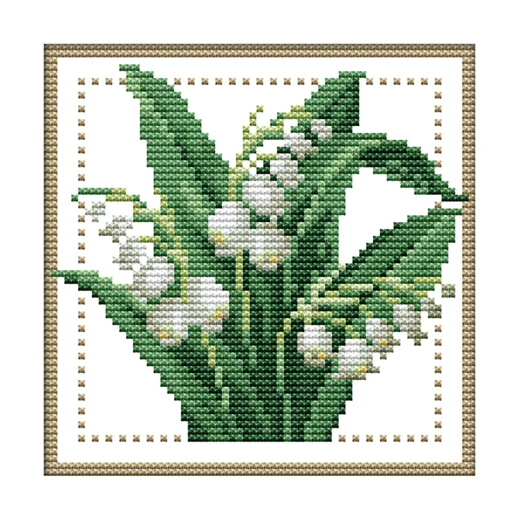 Months Flower May 14CT Printed Cross Stitch Kits (17*17CM) fgoby