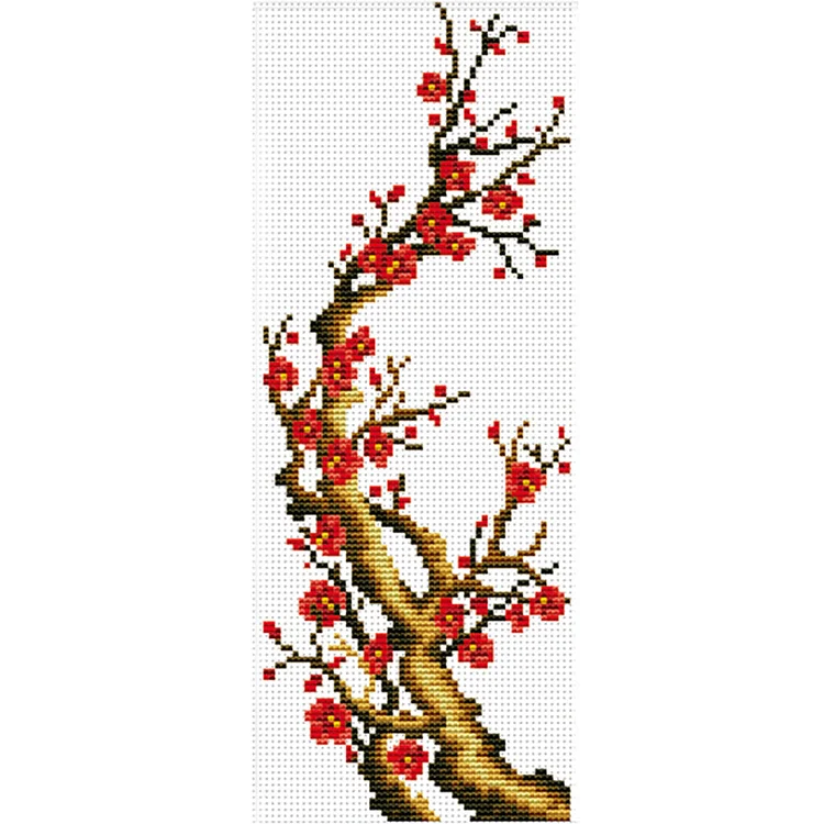 Flowers Plum 11CT Printed Cross Stitch Kits (20*40CM) fgoby