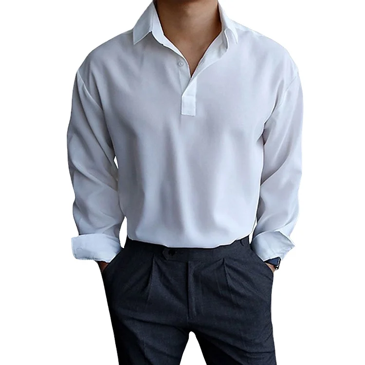 Men's Trendy Casual Solid Color Long Sleeve Shirt