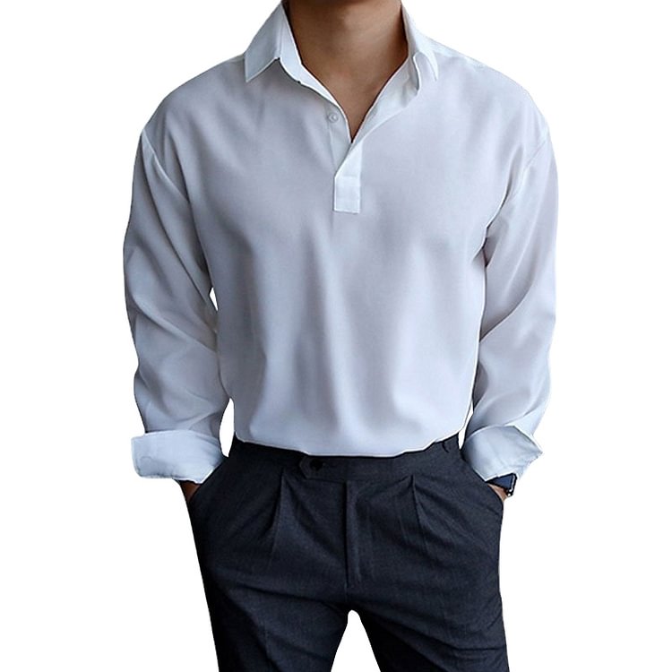 Men's Trendy Casual Solid Color Long Sleeve Shirt