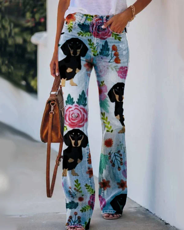 Women's Dog and Floral Pants