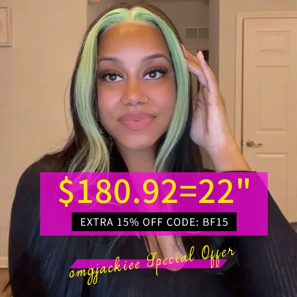 omgjackiee Recommend Color Green Skunk Stripe Hair Body Wave Human Hair Lace Front Wigs 180 Density