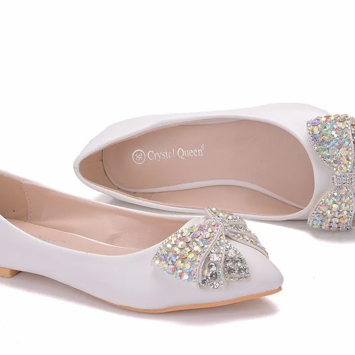 Breakj Breakj New Summer Autumn Korean Version Of AB Water Drill Women's Shoes Bow Head Shallow Single Shoes Women's Flat Shoes