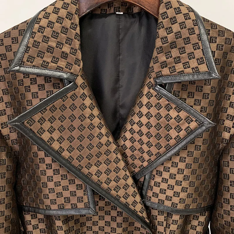 Nigikala Nigikala Autumn And Winter New Star Fashion Belt Belted Maze Pattern Lengthened Wind Coat