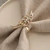 Golden Tree Leaf Rhinestone Hollow Napkin Ring