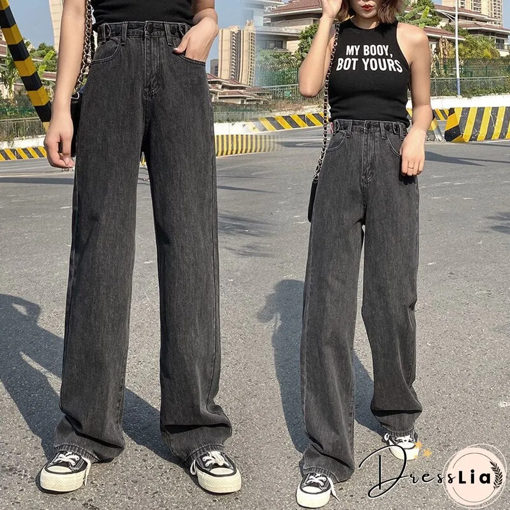 Woman Jeans High Waist Clothes Wide Leg Denim Clothing Blue Streetwear Vintage Quality Fashion Harajuku Straight Pants