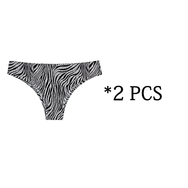 2pcs Thongs Woman Panties Seamless Leopard Underwear Woman Sport Print Sexy Female T-back G-string Thongs For Woman Underpants