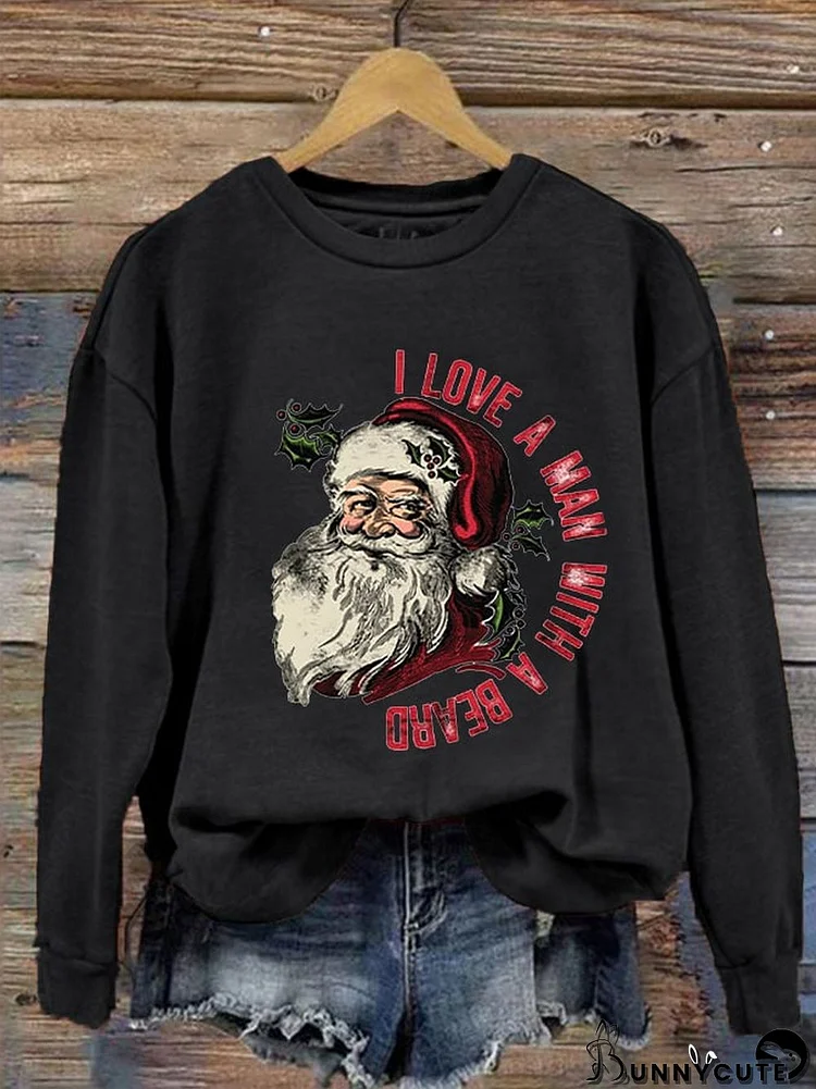 Women's Funny Santa Beard Casual Sweatshirt