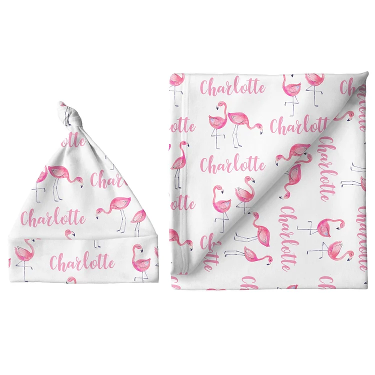 Personalized Small Blanket & Hat Set - Flamingo | Sugar + Maple